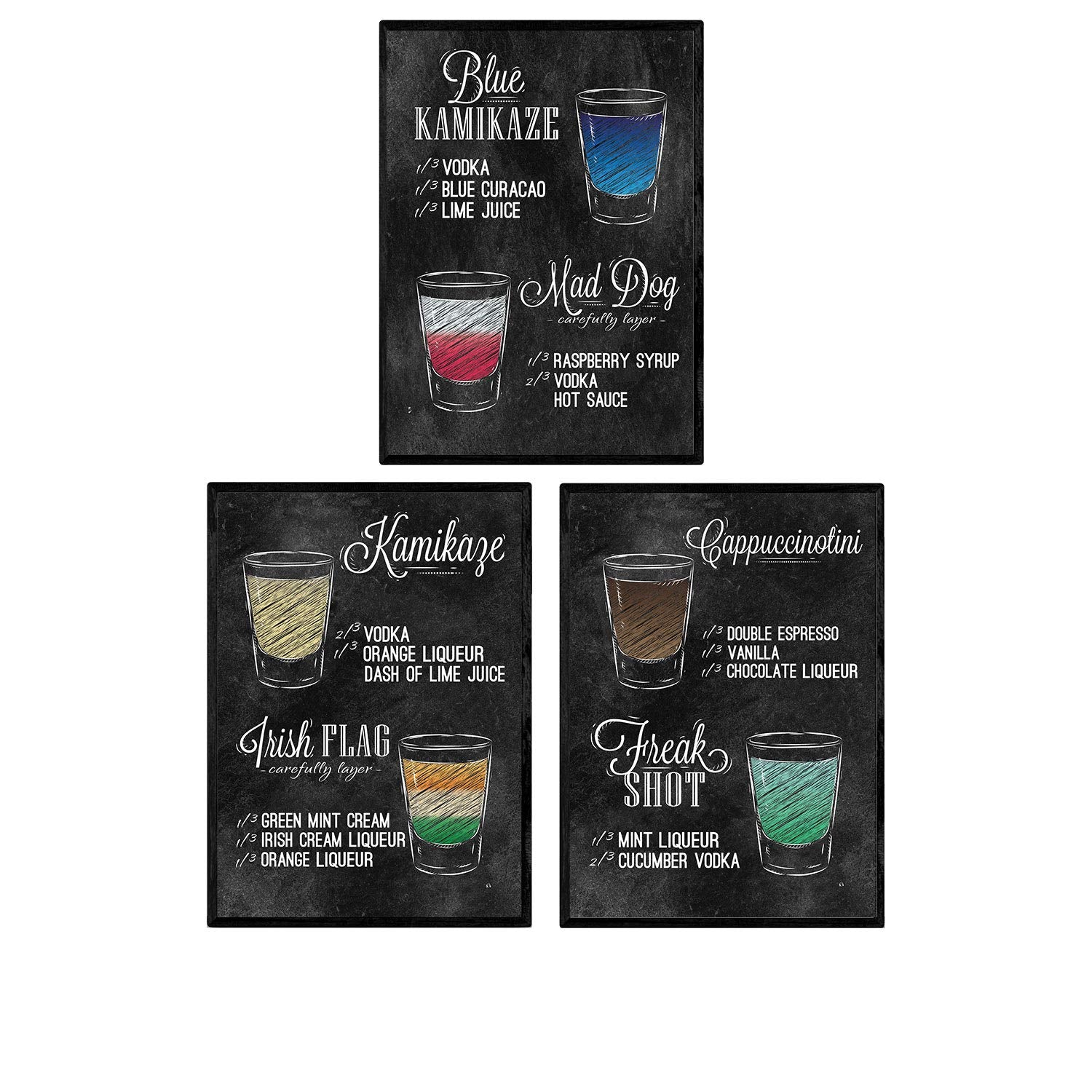 Pack de posters de cervezas y chupitos. Láminas de Tipos de chupitos 2. Posters de alcohol y bebidas para bares.-Artwork-Nacnic-Nacnic Estudio SL