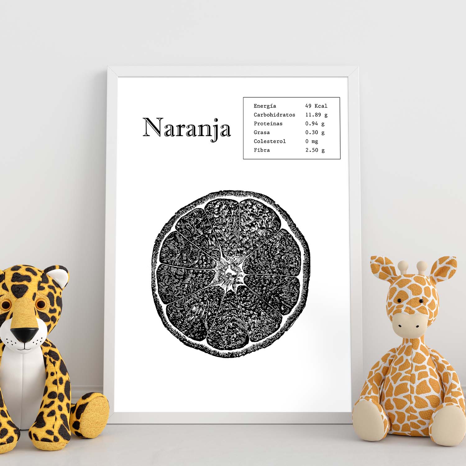 Poster de Naranja. Láminas de frutas y verduras.-Artwork-Nacnic-Nacnic Estudio SL