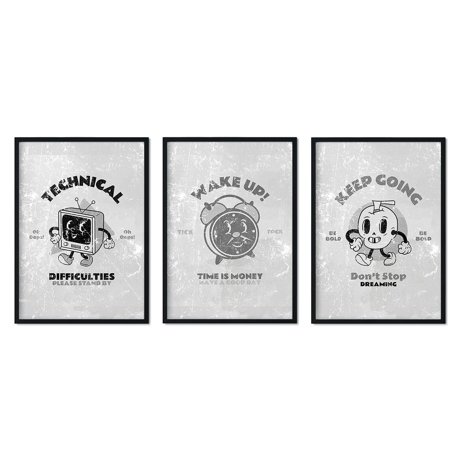 Pack de láminas Set técnico. Pósters con ilustraciones de dibujos retro en tonos grises.-Artwork-Nacnic-Nacnic Estudio SL