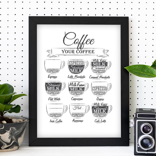 Láminas de café. Poster con diseño Café fondo blanco.-Artwork-Nacnic-Nacnic Estudio SL