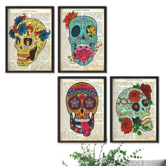 imprime calaveras con definiciones de enciclopedia en español - Libertad, imaginación, emociones, eternidad - Juego de 4-Artwork-Nacnic-Nacnic Estudio SL