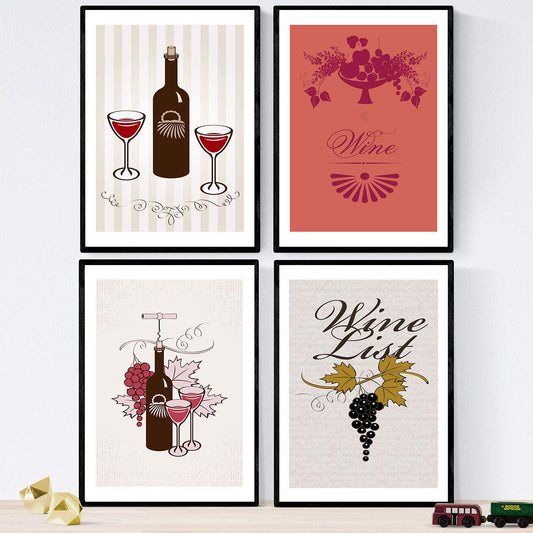Set de láminas de vino. Posters de vino y bodega. Vino vintage 2.-Artwork-Nacnic-Nacnic Estudio SL