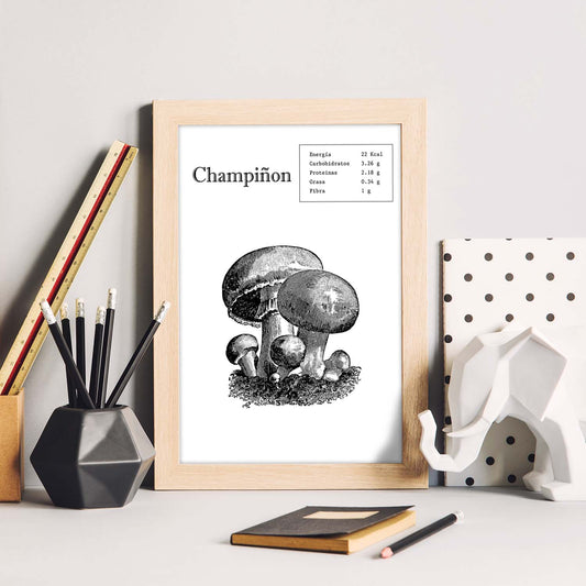 Poster de Champiñon. Láminas de frutas y verduras.-Artwork-Nacnic-Nacnic Estudio SL