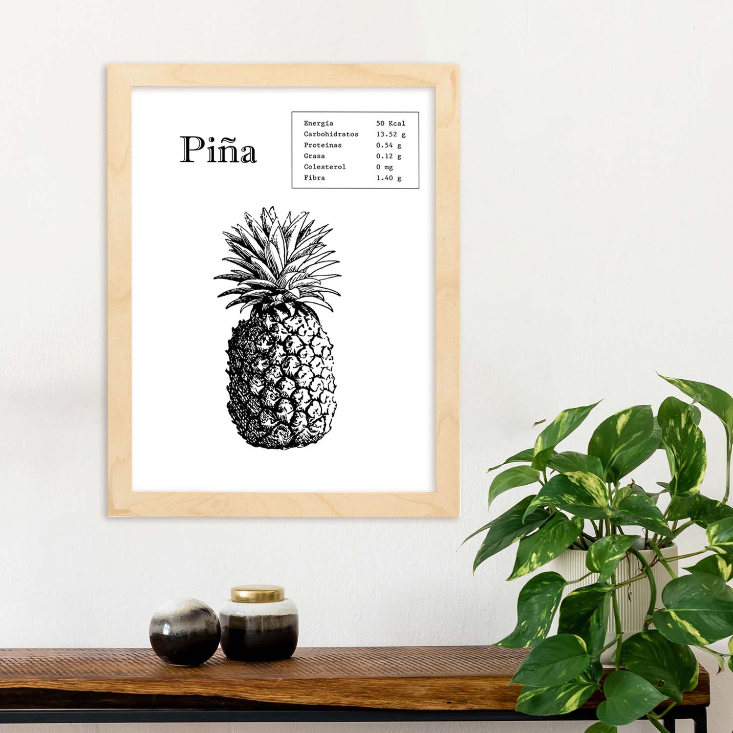 Poster de Piña. Láminas de frutas y verduras.-Artwork-Nacnic-Nacnic Estudio SL