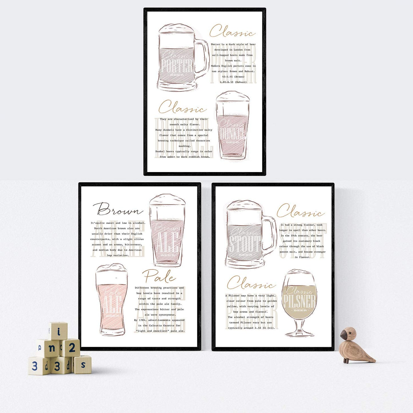 Pack de posters de cervezas y chupitos. Láminas de Cervezas 2. Posters de alcohol y bebidas para bares.-Artwork-Nacnic-Nacnic Estudio SL