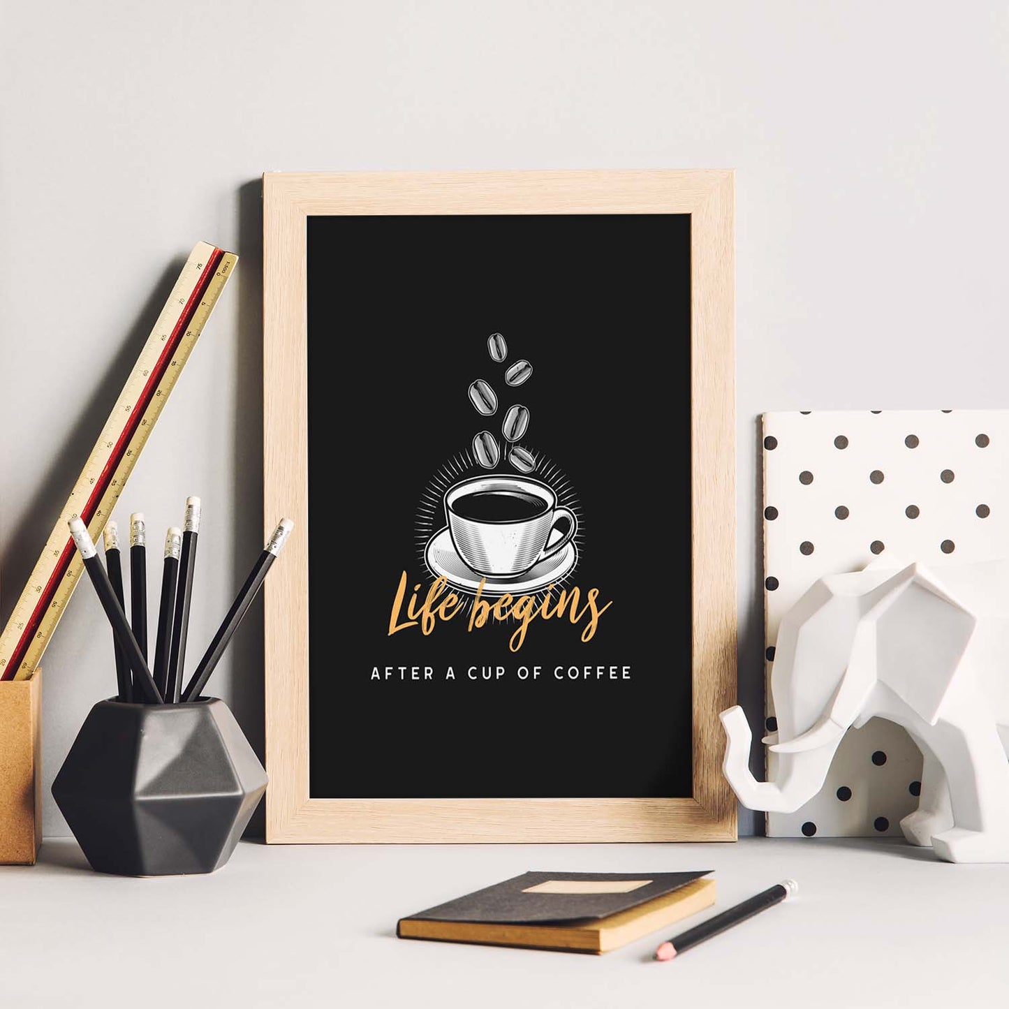 Set de láminas La vida empieza después de un café. Pósters para cafeterías, restaurantes y amantes del café.-Artwork-Nacnic-Nacnic Estudio SL