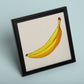 Poster cuadrado de Banana solitaria. Lámina de frutas y verduras de forma cuadrada, ilustrada con dibujos a color.-Artwork-Nacnic-Nacnic Estudio SL