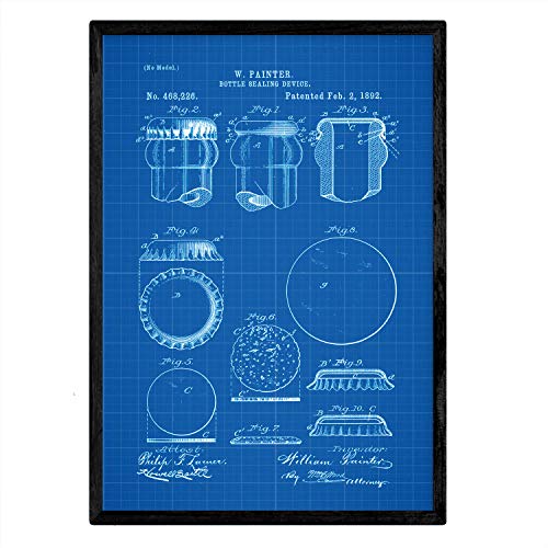 Poster con patente de Dispositivo de sellado de botellas. Lámina con diseño de patente antigua-Artwork-Nacnic-Nacnic Estudio SL