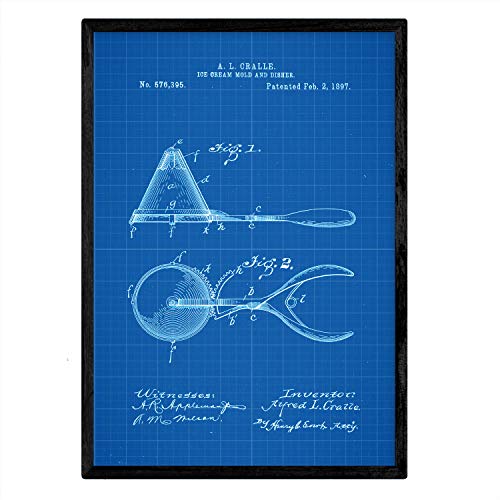 Poster con patente de Cuchara de helado. Lámina con diseño de patente antigua-Artwork-Nacnic-Nacnic Estudio SL