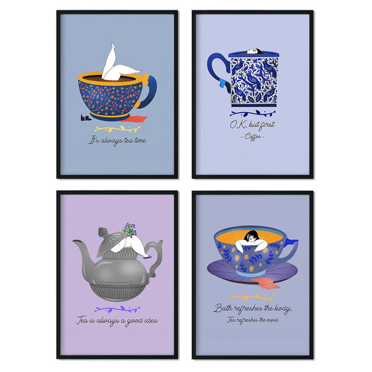 Set de láminas Pack serenidad. Pósters con ilustraciones para amantes del té y el café.-Artwork-Nacnic-Nacnic Estudio SL