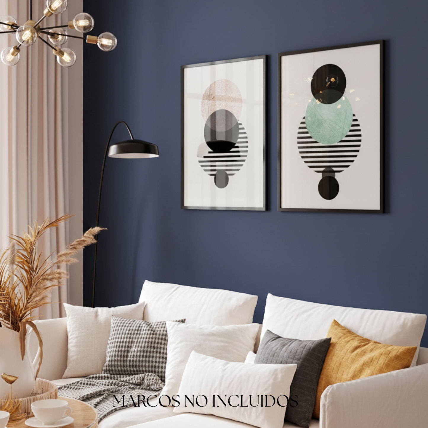 Set de 4 láminas Eclipse estilo nórdico con imágenes geométricas