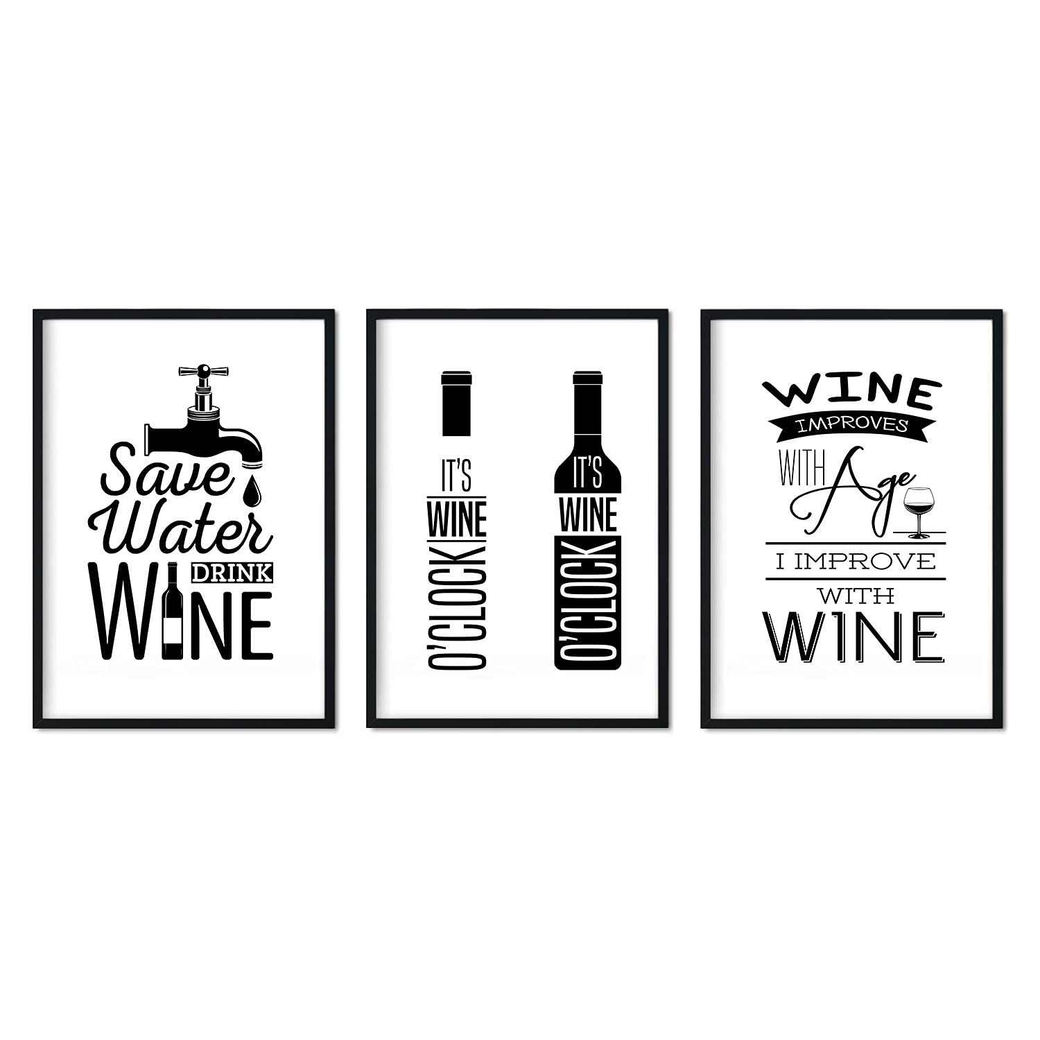 Set de láminas de vino. Posters de vino y bodega. Vino blanco y negro 2.-Artwork-Nacnic-Nacnic Estudio SL