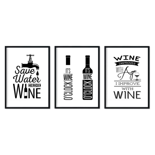 Set de láminas de vino. Posters de vino y bodega. Vino blanco y negro 2.-Artwork-Nacnic-Nacnic Estudio SL