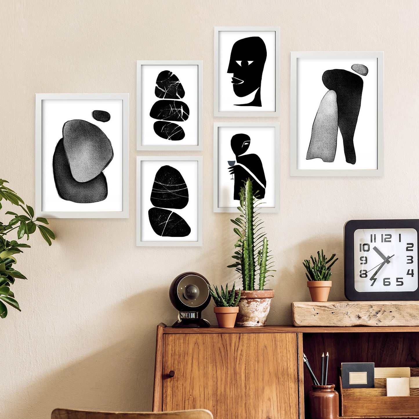 Nacnic Set de 6 Cabezales sin dato Posters. En Amantes abstracto. Estampados decorativos estéticos para su sala de estar, dormitorio, hogar Tamaños A4 y A3