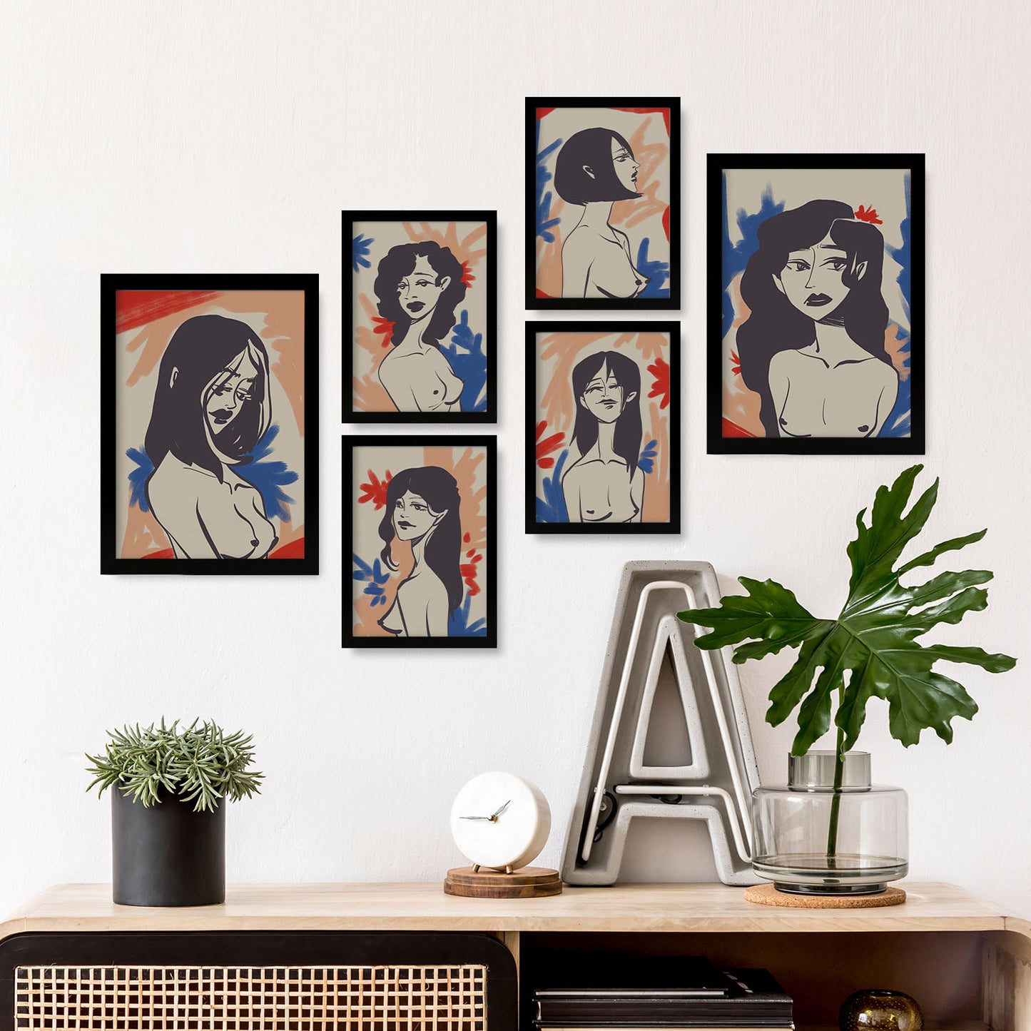 Nacnic Set de 6 Posters de Belleza Mesmérica en Abstracto Femenino