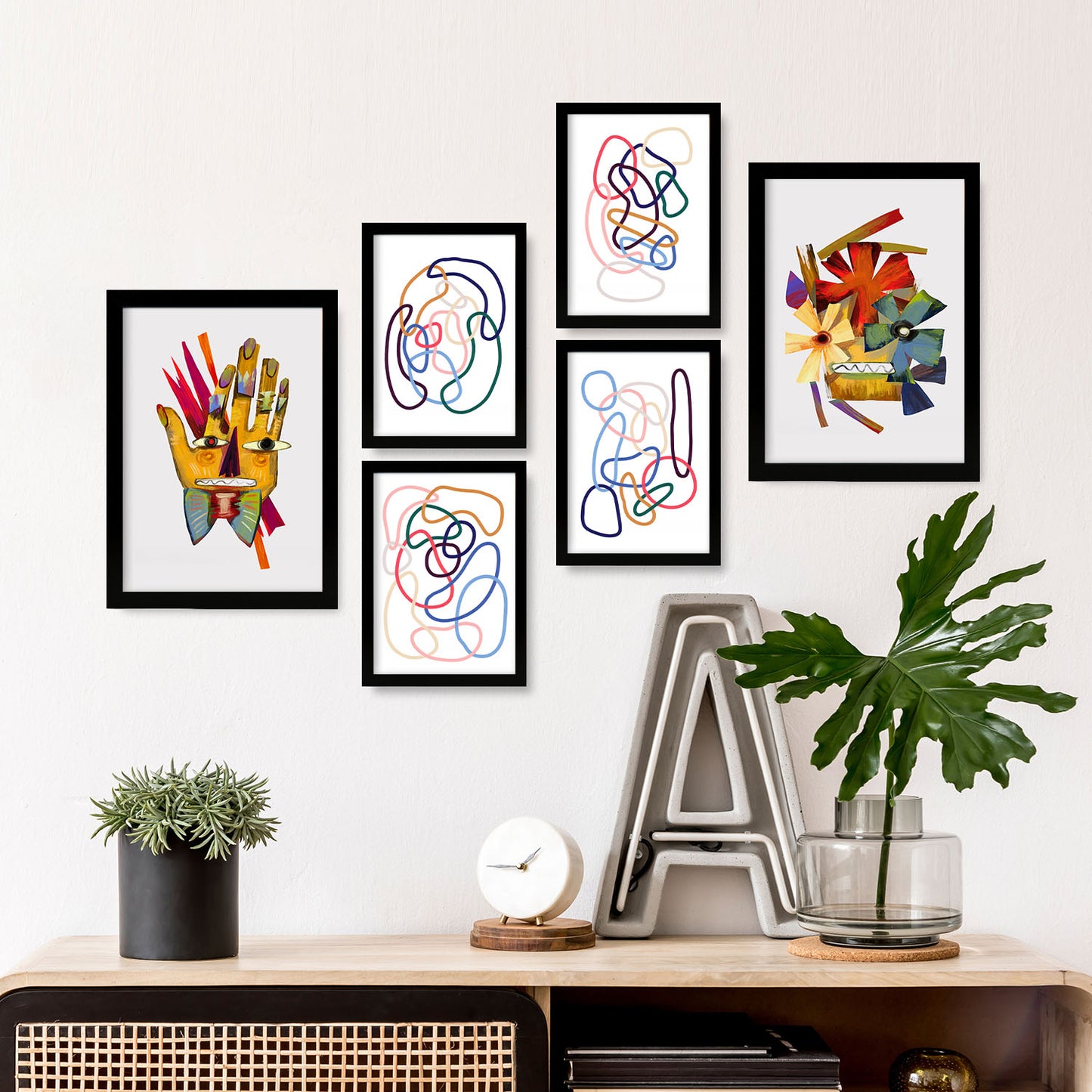 Nacnic Set de 6 Artes Posters. En Abstracto de las flores. Estampados decorativos estéticos para su sala de estar, dormitorio, hogar Tamaños A4 y A3