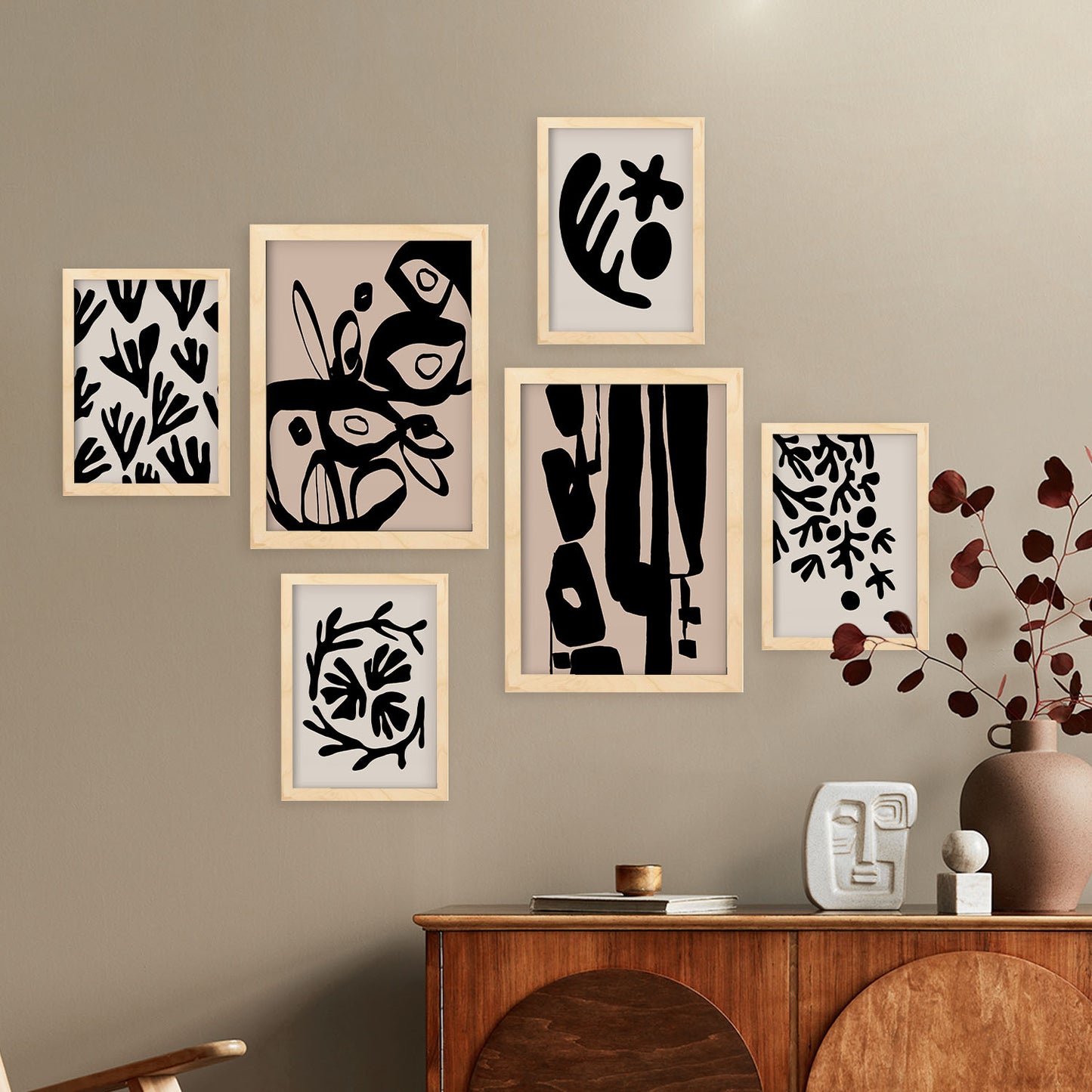 Nacnic Set de 6 Diseño de mística Posters. En Abstracto de las flores. Estampados decorativos estéticos para su sala de estar, dormitorio, hogar Tamaños A4 y A3