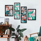 Nacnic Set de 6 Láminas de Flores Abstractas en Verdes Rosados