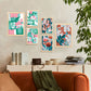 Nacnic Set de 6 Láminas de Flores Abstractas en Verdes Rosados