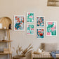 Nacnic Set de 6 Láminas de Flores Abstractas en Verdes Rosados