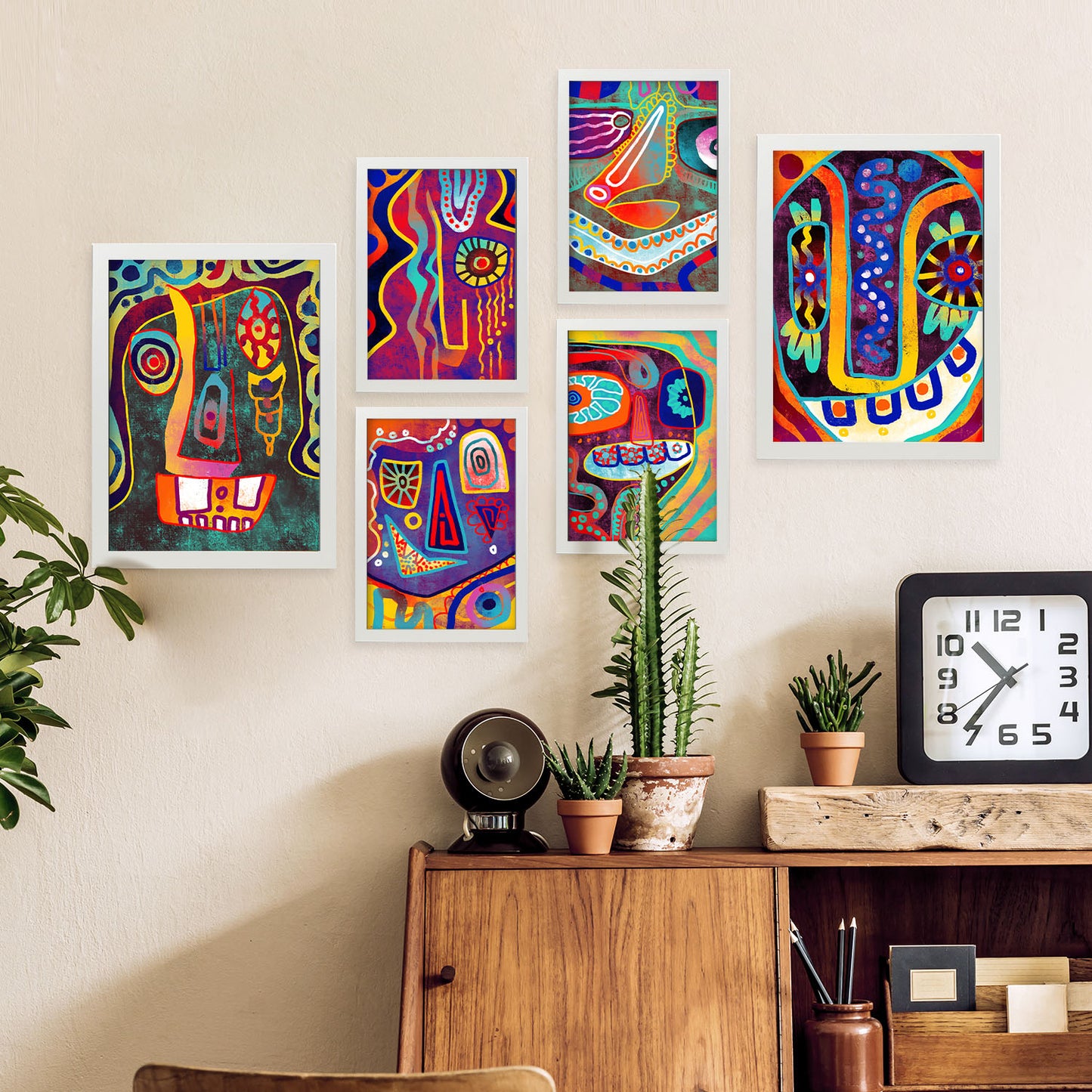 Nacnic Set de 6 Tipo gótico Posters. En Resúmenes coloridos. Estampados decorativos estéticos para su sala de estar, dormitorio, hogar Tamaños A4 y A3