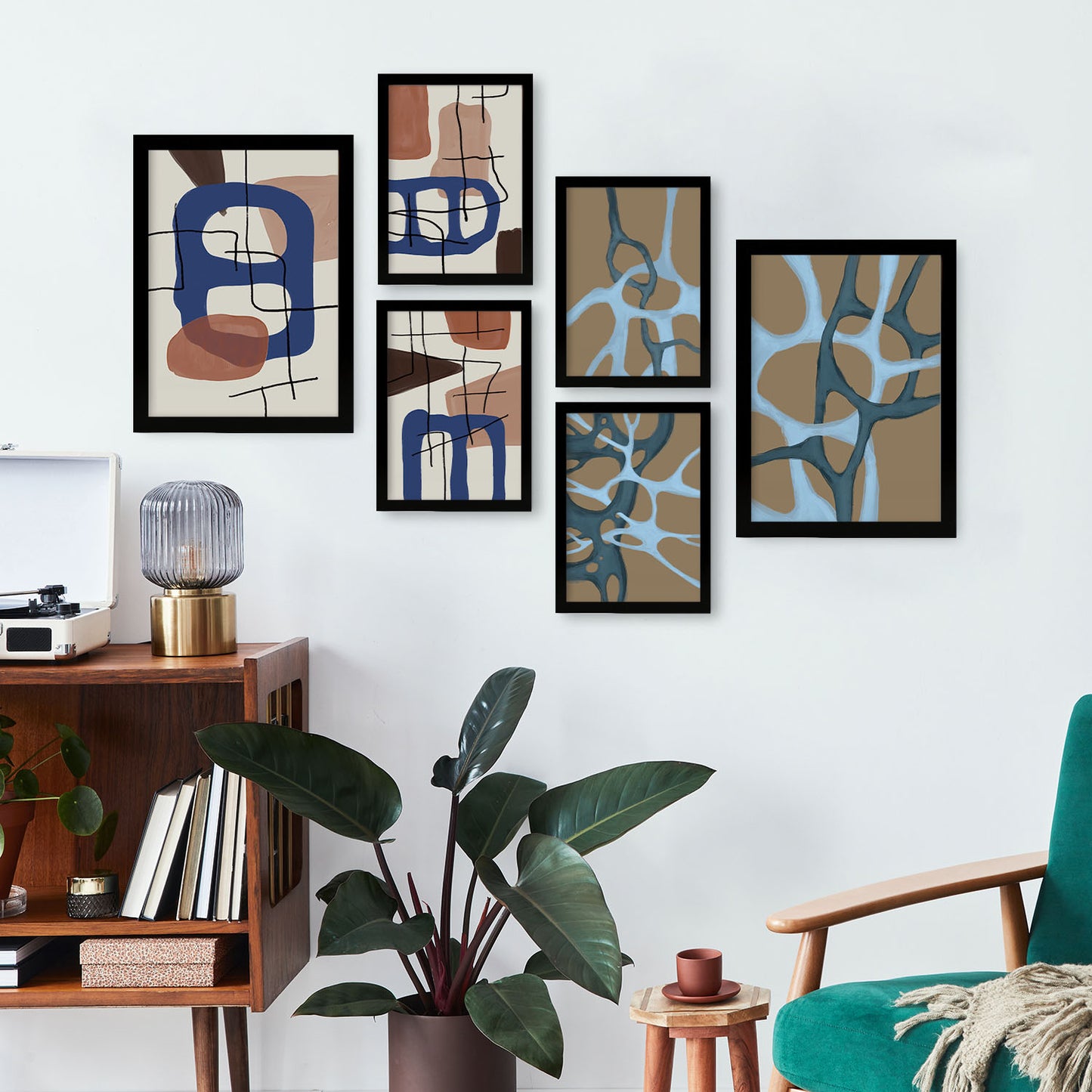 Nacnic Set de 6 Mollify Strokes Posters. En Resúmenes de forma. Estampados decorativos estéticos para su sala de estar, dormitorio, hogar Tamaños A4 y A3