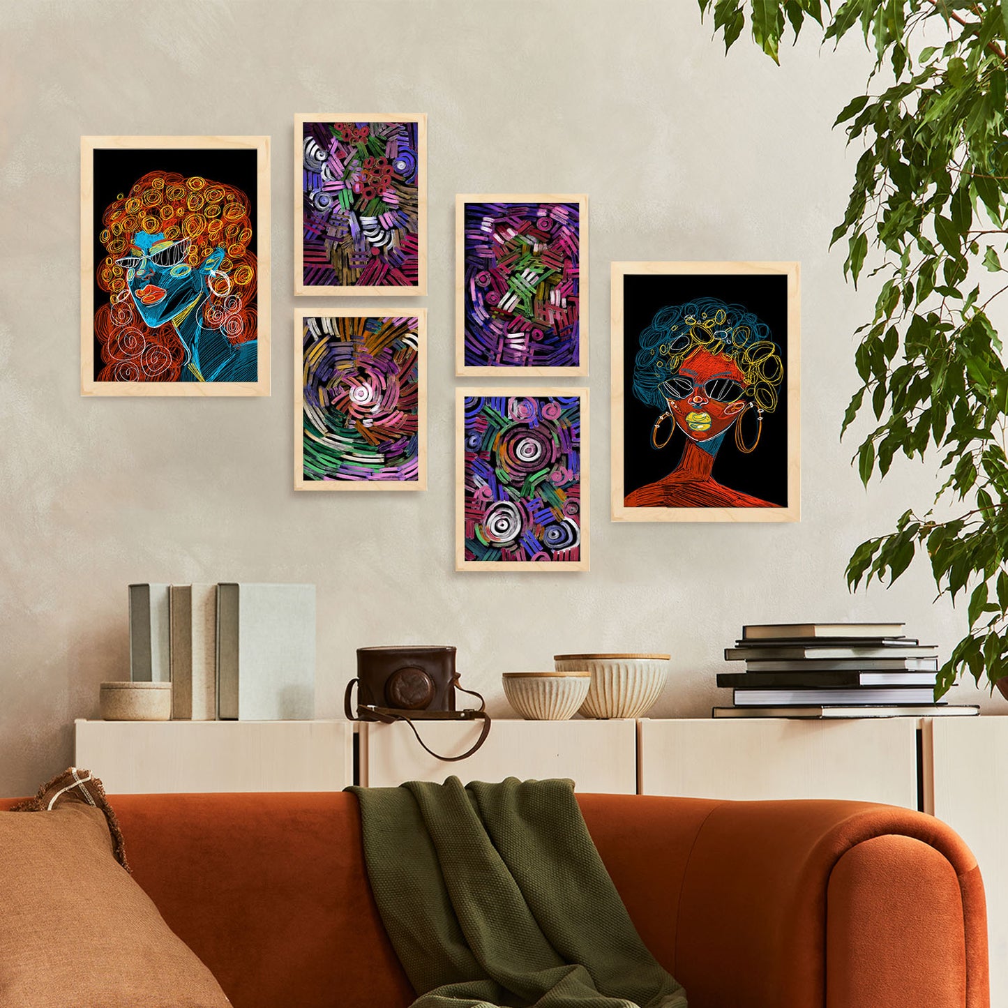 Nacnic Set de 6 Formas evidentes 2 Posters. En Abstracto femenino. Estampados decorativos estéticos para su sala de estar, dormitorio, hogar Tamaños A4 y A3