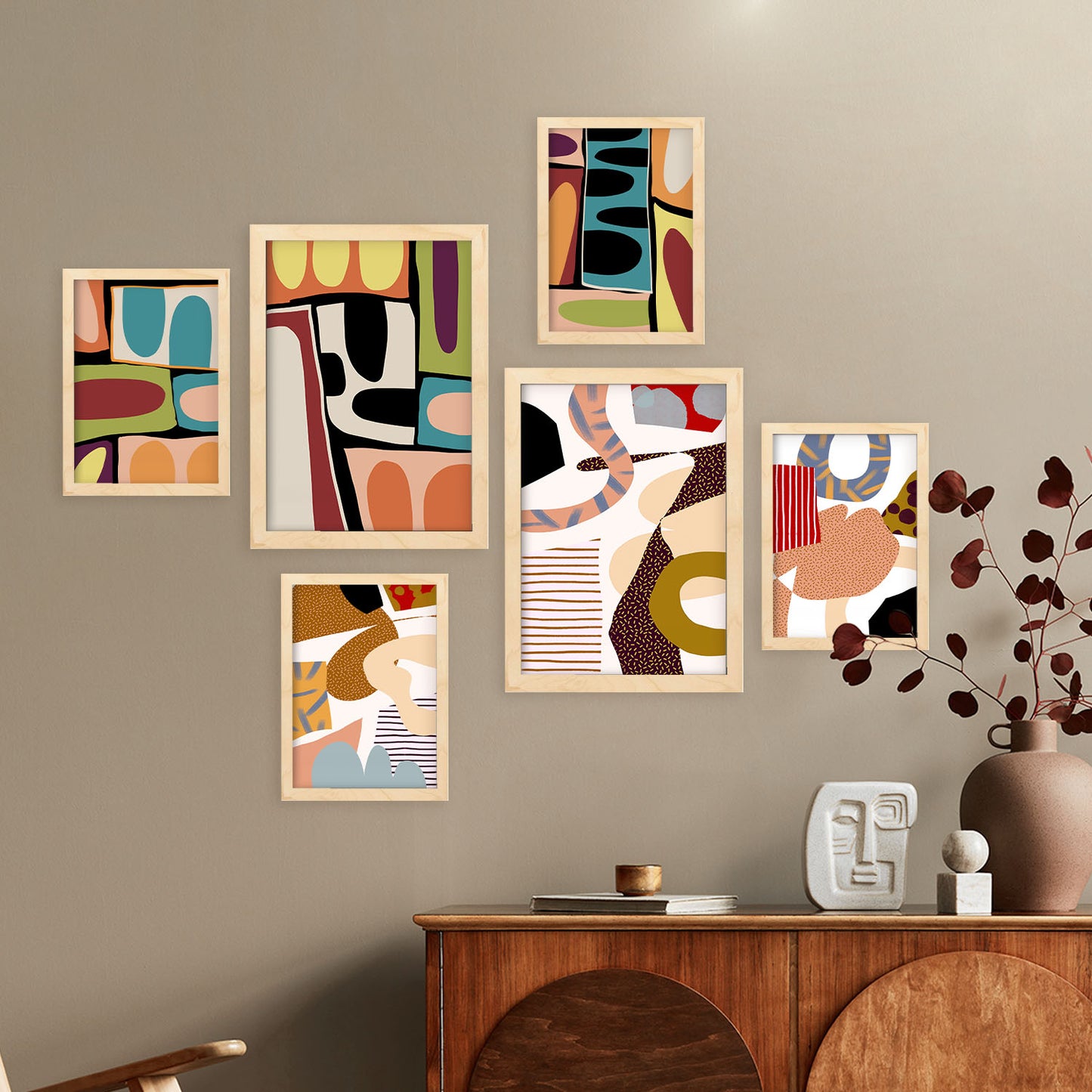 Nacnic Set de 6 Rico deslumbrante Posters. En Resúmenes coloridos. Estampados decorativos estéticos para su sala de estar, dormitorio, hogar Tamaños A4 y A3