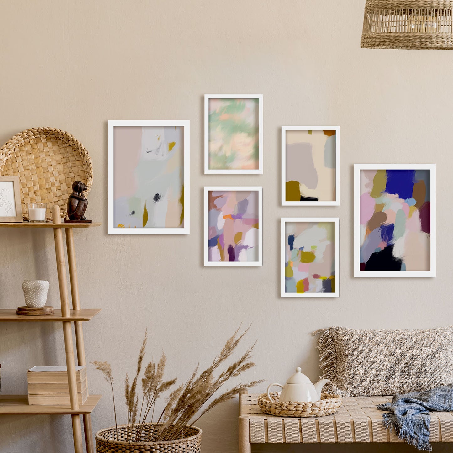 Nacnic Set de 6 Color Stokes Posters. En Póster de resúmenes. Estampados decorativos estéticos para su sala de estar, dormitorio, hogar Tamaños A4 y A3
