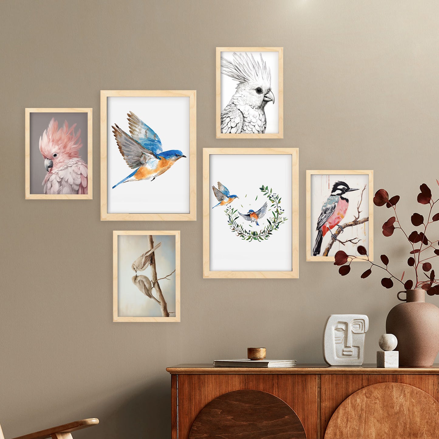 Nacnic Set de 6 Colecciones de aves Posters. En Huellas de guardería. Estampados decorativos estéticos para su sala de estar, dormitorio, hogar Tamaños A4 y A3