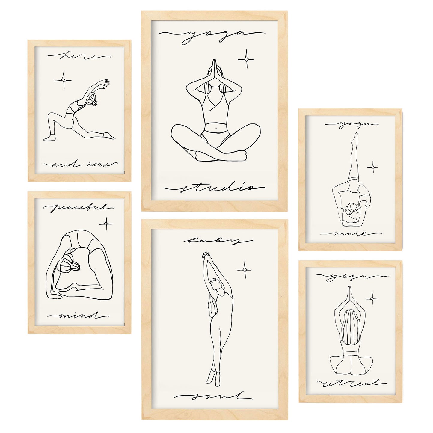 Conjunto de 6 Láminas de Muses de Yoga Nacnic