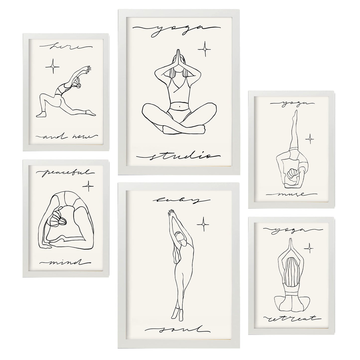 Conjunto de 6 Láminas de Muses de Yoga Nacnic