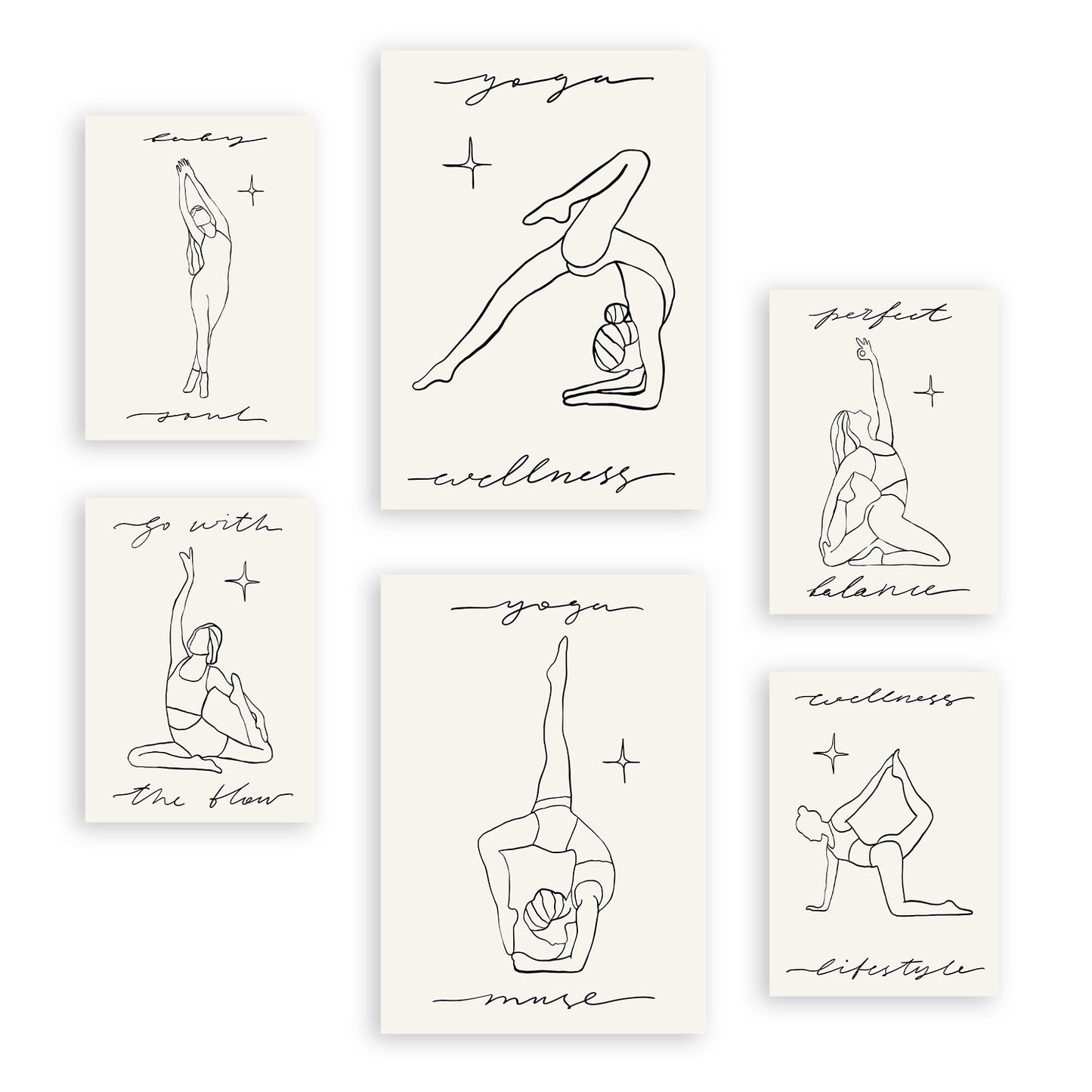 Conjunto de 6 Láminas de Musas de Yoga Nacnic