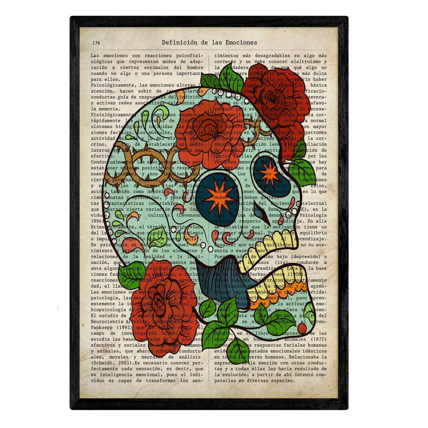 imprime calaveras con definiciones de enciclopedia en español - Libertad, imaginación, emociones, eternidad - Juego de 4-Artwork-Nacnic-Nacnic Estudio SL