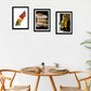 Set de 3 Cuadros de Cocina Mediterránea, Pan, Aceite de Oliva, Verduras Ilustración impresa en estilo Fotográfico para decorar Cocina, Despensa, Comedor, Restaurante, Cafetería