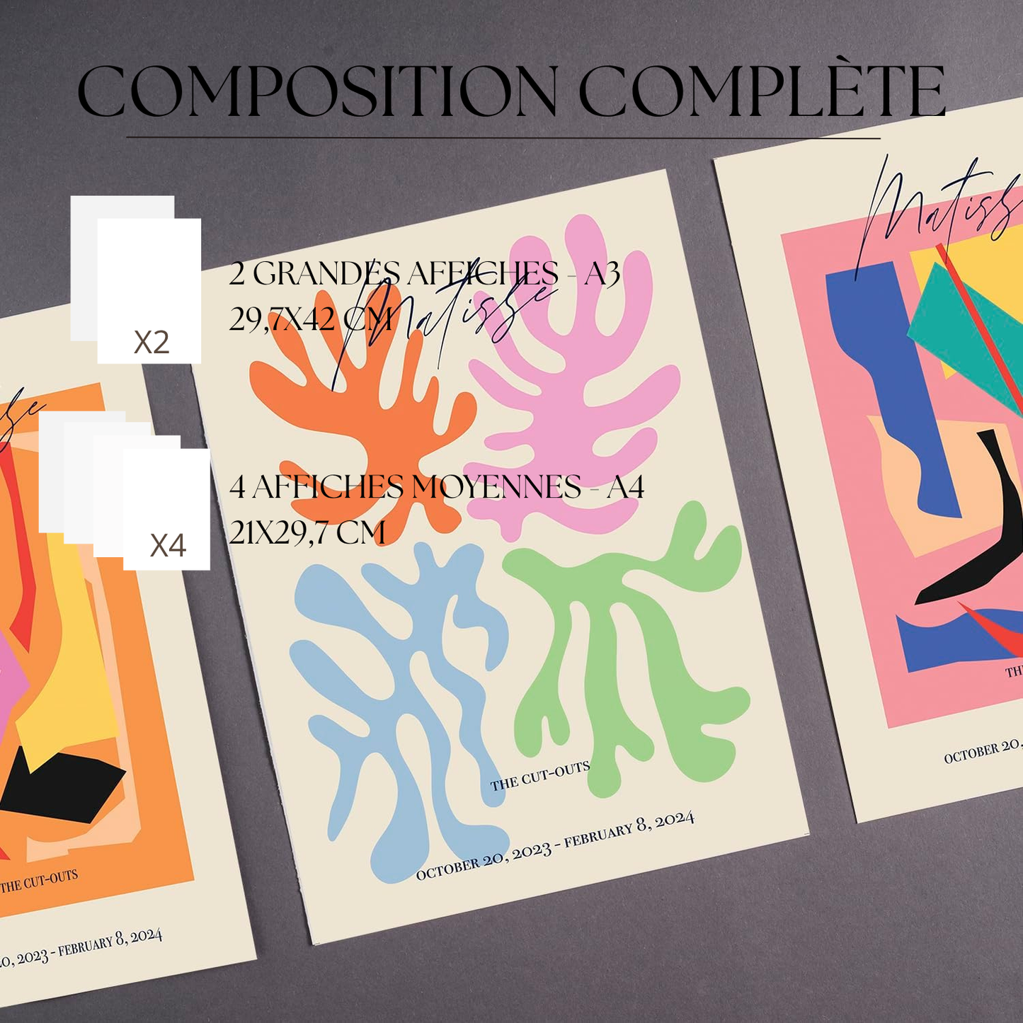 Set de 6 láminas Matisse estilo collage