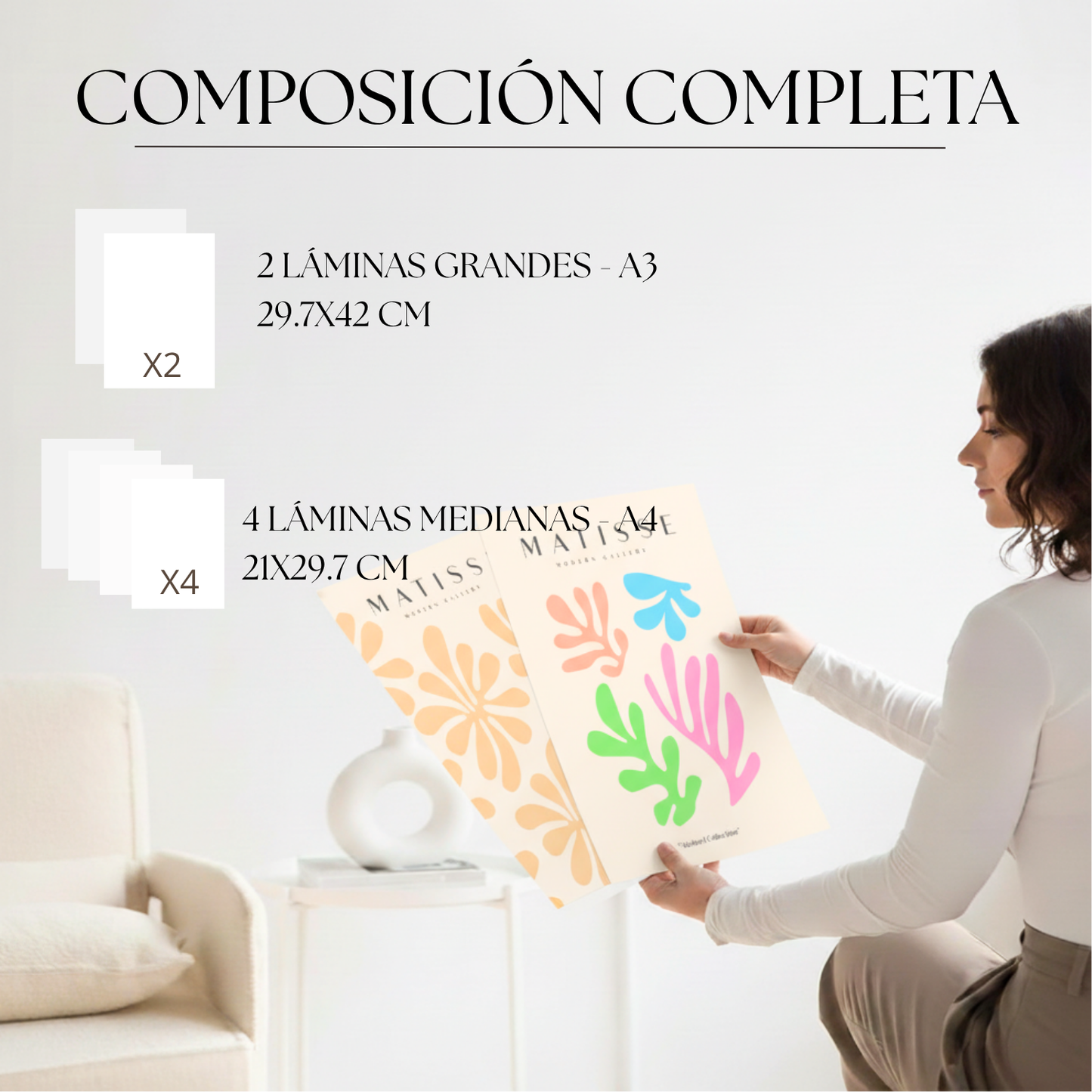 Set de 6 Láminas Artísticas de Matisse en Colores Pastel de Nacnic