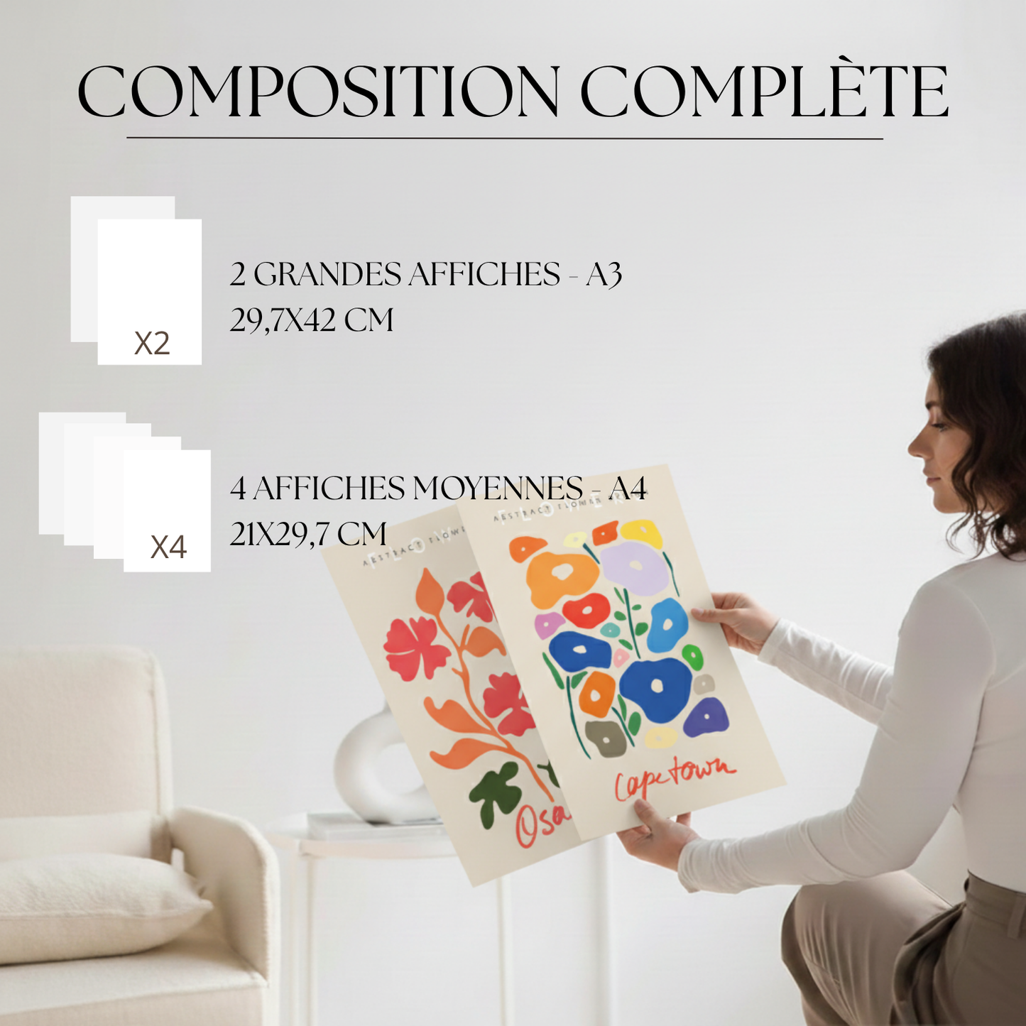 Set de 6 láminas de Collage Floral