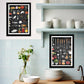 Set de 2 Cuadros Elementos de Cocina Ingredientes y Herramientas Poster Print ilustración para decorar las paredes de Cocina, Despensa, Comedor, Restaurante