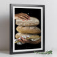 Set de 3 Cuadros de Cocina Mediterránea, Pan, Aceite de Oliva, Verduras Ilustración impresa en estilo Fotográfico para decorar Cocina, Despensa, Comedor, Restaurante, Cafetería