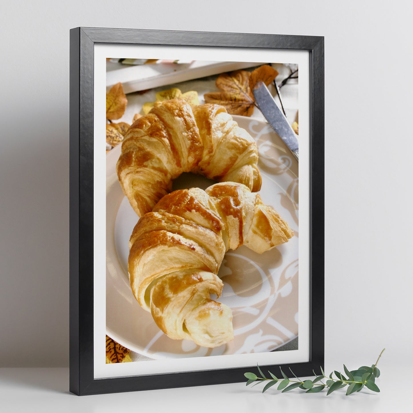 Set de 3 Cuadros Desayuno Mañana Café, Muffins, Croissant Ilustración impresa en estilo Fotográfico para decorar las paredes de Cocina, Despensa, Comedor, Restaurante