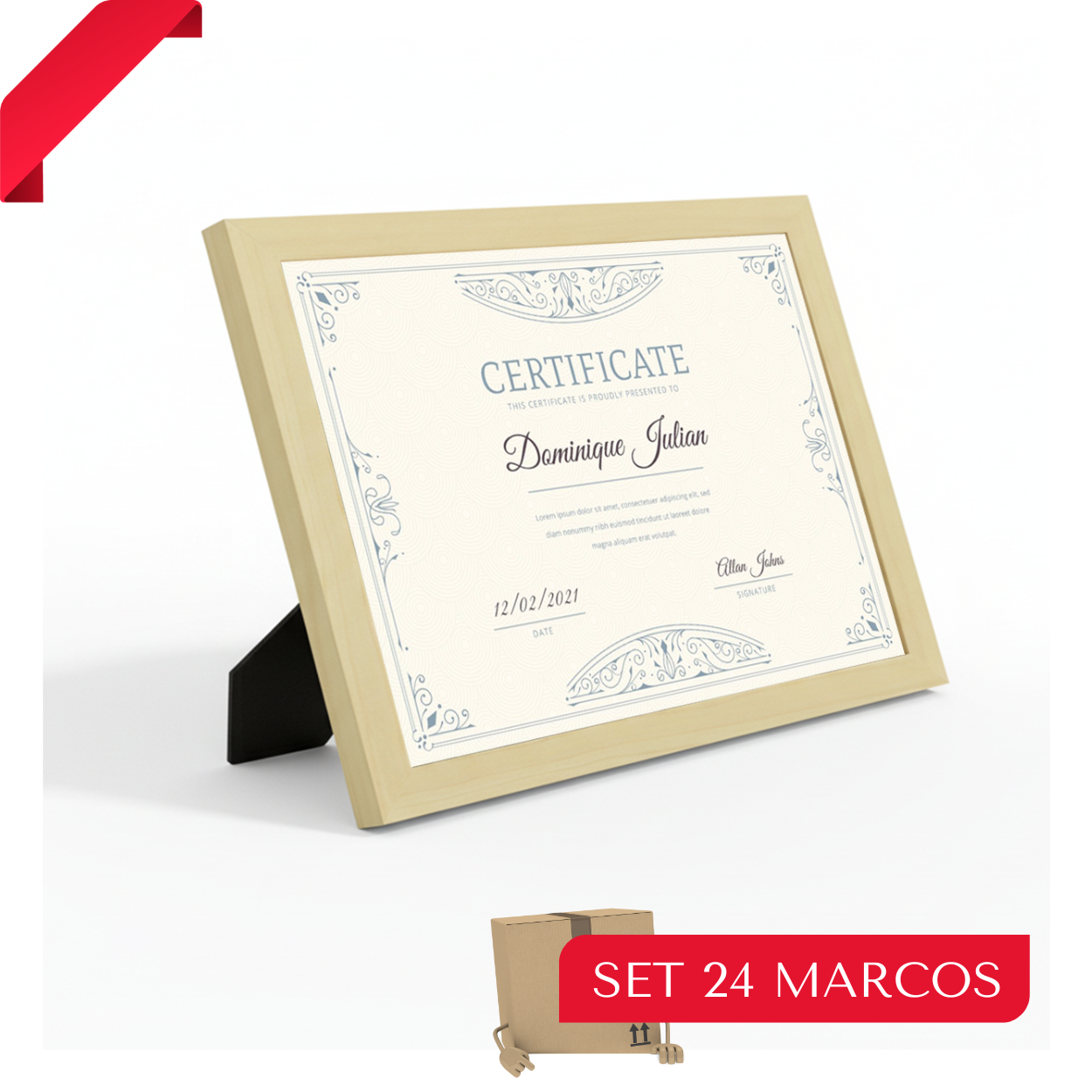 Set 24 Marcos A4 - Madera MDF Madera Clara y Plexiglás - Fotografía, Láminas, Diplomas