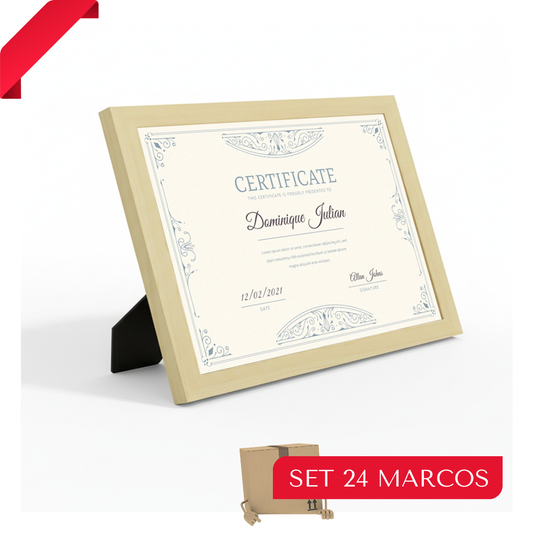 Set 24 Marcos A4 - Madera MDF Madera Clara y Plexiglás - Fotografía, Láminas, Diplomas