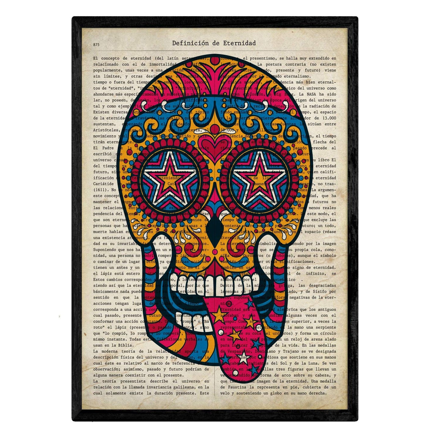 imprime calaveras con definiciones de enciclopedia en español - Libertad, imaginación, emociones, eternidad - Juego de 4-Artwork-Nacnic-Nacnic Estudio SL