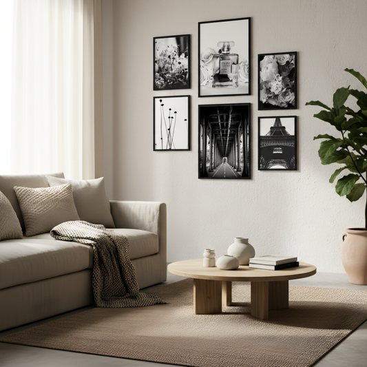 Láminas Fotográficas Minimalistas de París en Blanco y Negro