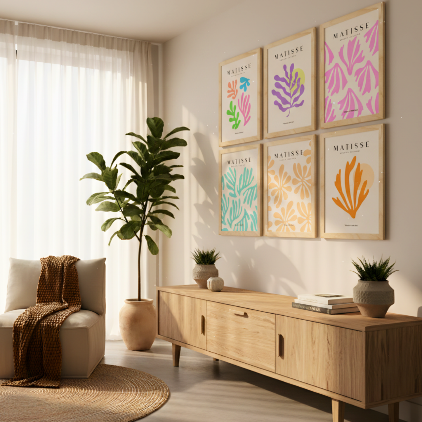 Set de 6 Láminas Artísticas de Matisse en Colores Pastel de Nacnic