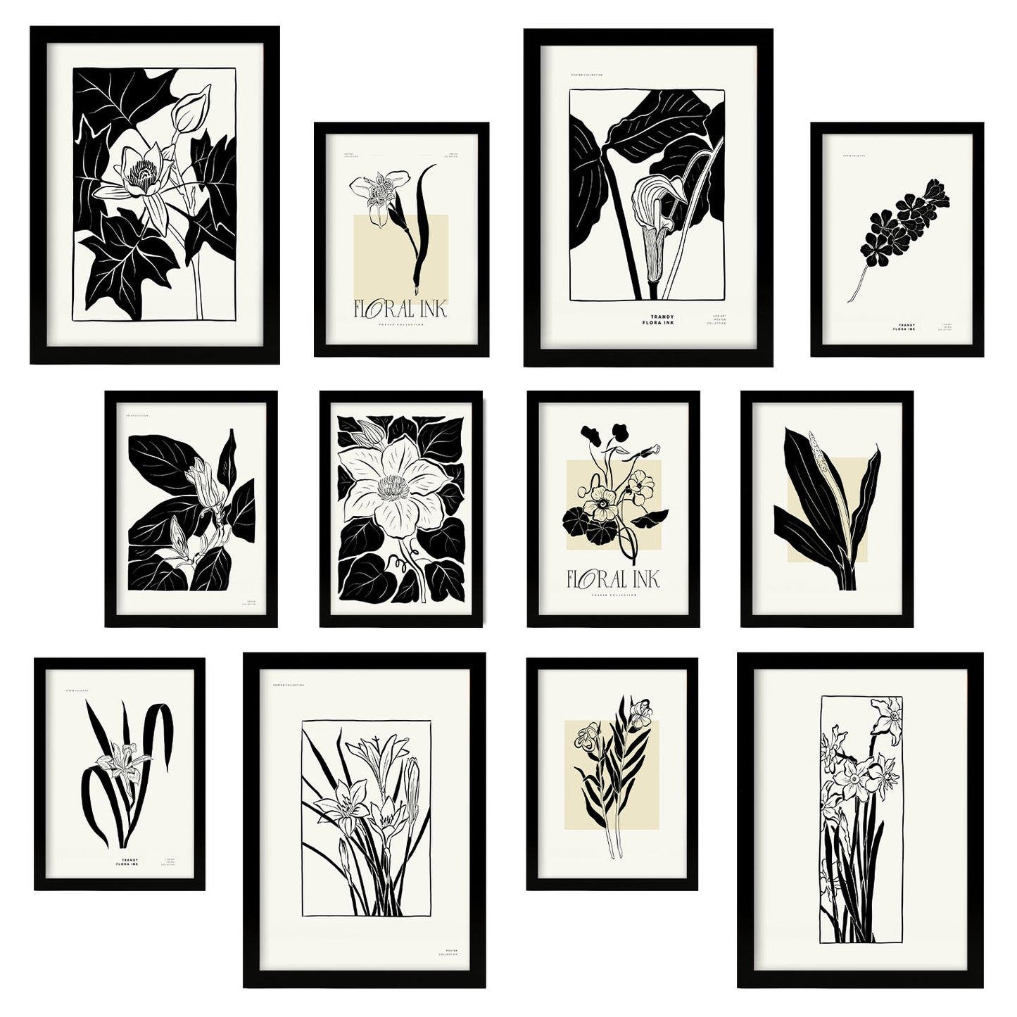 Conjunto de Impresiones Botánicas - Diseño Botánico 1 - Arte de Pared Estilizado y Versátil