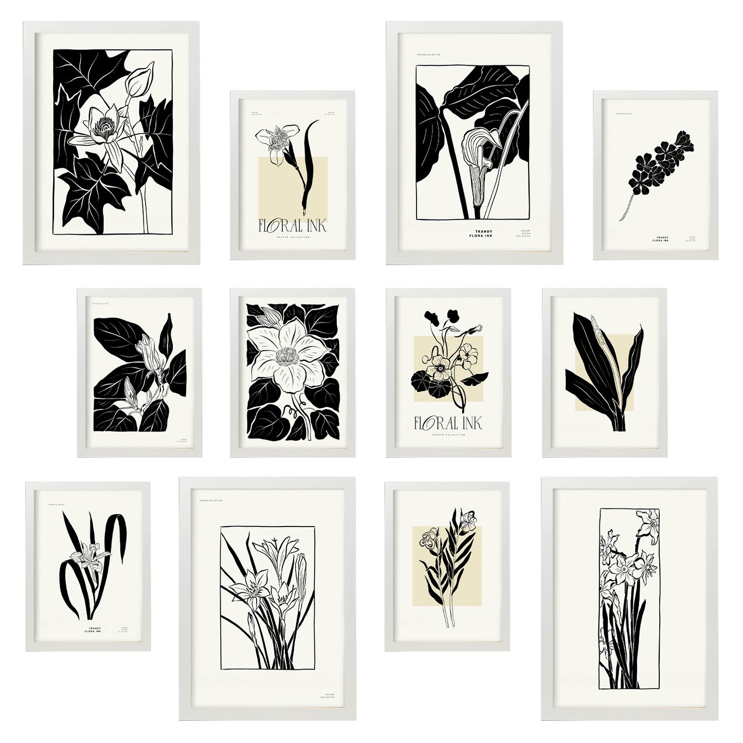 Conjunto de Impresiones Botánicas - Diseño Botánico 1 - Arte de Pared Estilizado y Versátil