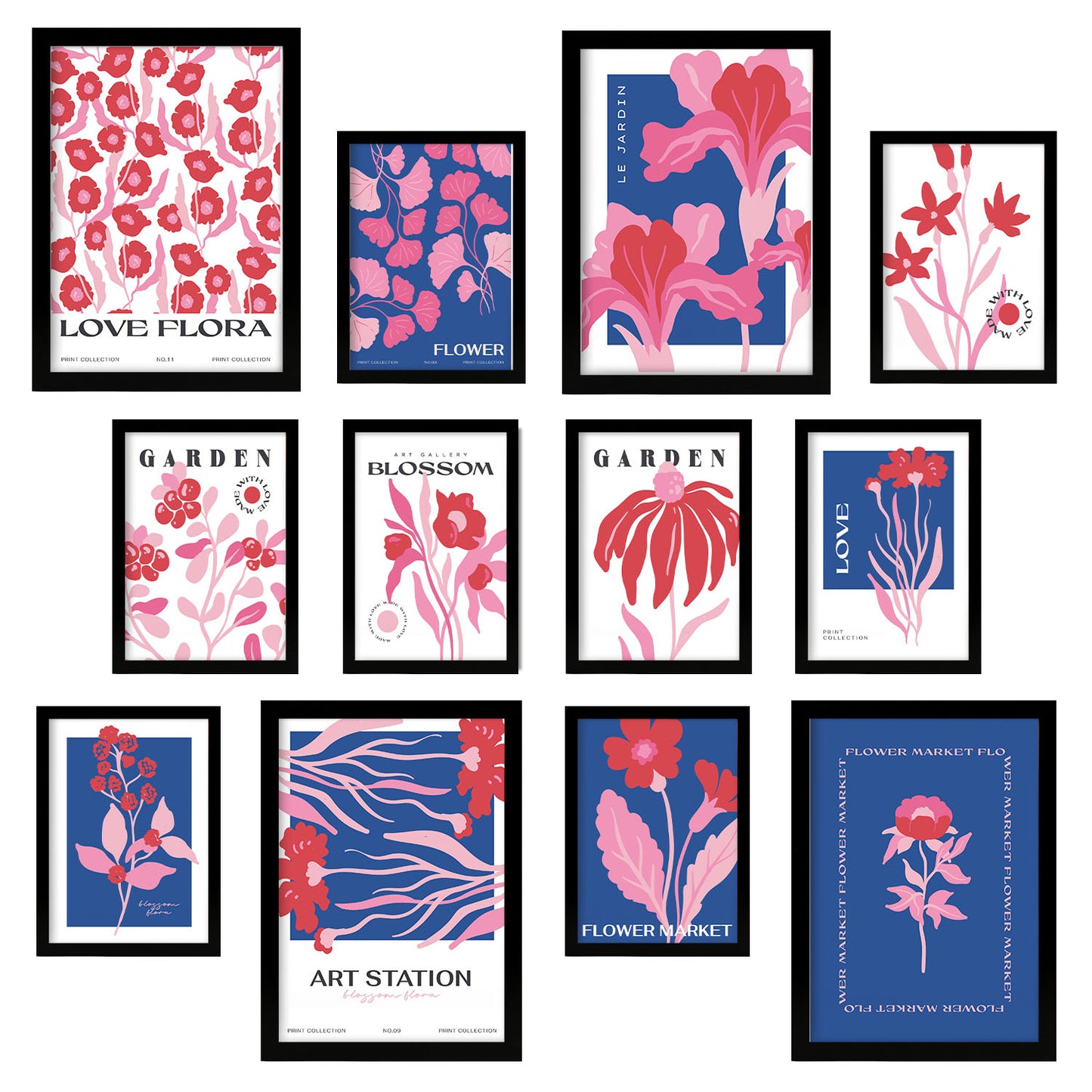 Conjunto de Impresiones Botánicas Elegantes - Láminas de Arte de Pared