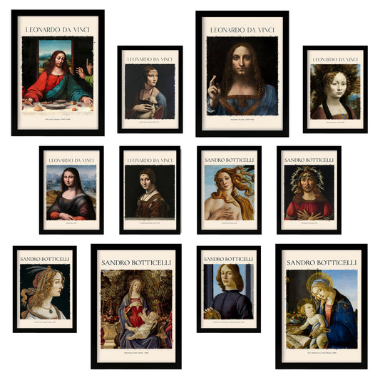 Conjunto de Láminas Exquisitas: Obras Maestras de Botticelli y Da Vinci